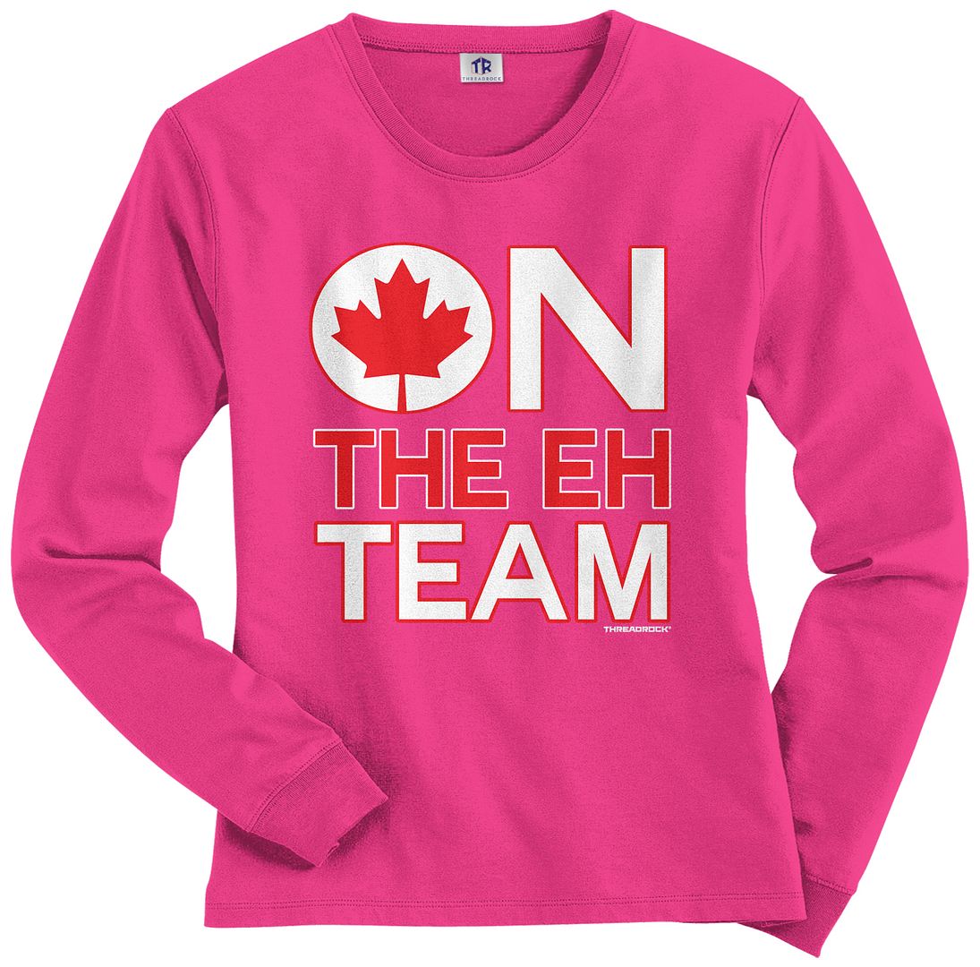 Threadrock Women's On The Eh Team Long Sleeve Tshirt Funny Canada